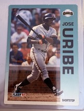 1992 Fleer JOSE URIBE TRIPLE ERROR CARD # 649 **EXTREMELY RARE**