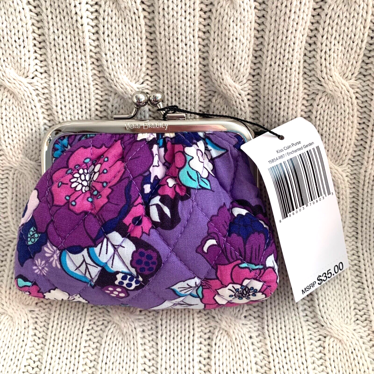 Vera Bradley Kiss Coin Purse Enchanted Garden Kisslock Change NWT