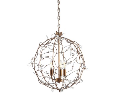 JONATHAN Y JYL9042A Isabelle 20'' Adjustable Metal/Glass LED Pendant, Antique ...