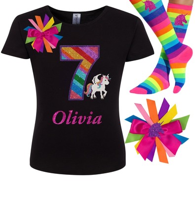 Rainbow Unicorn Birthday Shirt Girls 