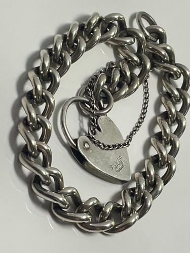 Vintage 'Georg Jensen GLtd' sterling silver 925 bracelet & heart padlock 32.14g
