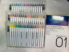 CHROMATEK 54 Watercolor Pens Set 4 Aquapens  50 Unique Colors  Real Brush Pens