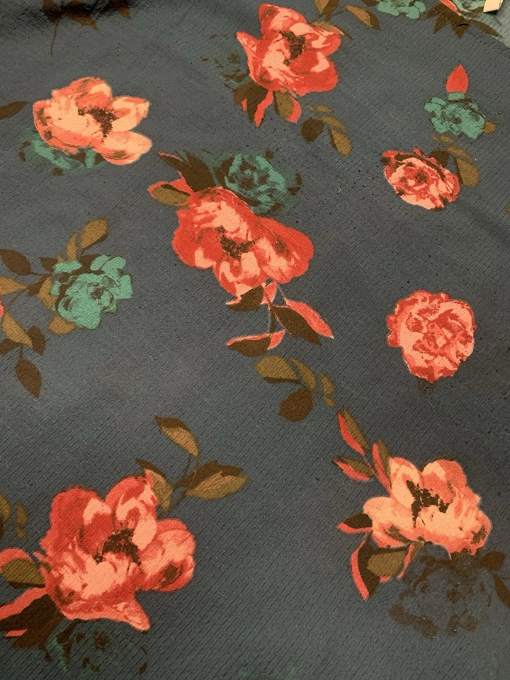 Blusa Elle Top Mujer XS Azul Rosa Floral Manga Campana Foto 3 de 4