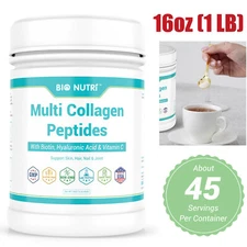 1 lb Multi Collagen Protein Powder Hydrolyzed Peptides I II III V X Unflavored