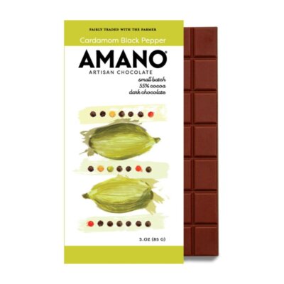 Amano Dos Rios Dominican Republic 55% Dark Chocolate Bar with Cardamom Black Pep