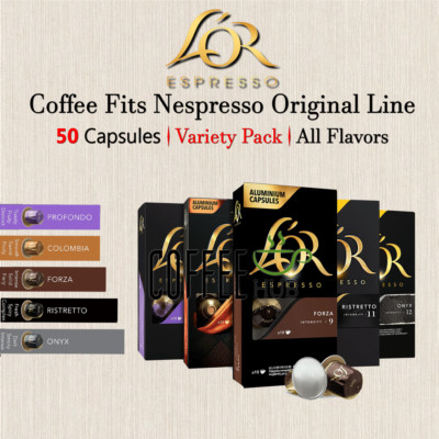 LOR Espresso Coffee 50 Pods Capsules VARIETY PACK Fits Nespresso Original Line