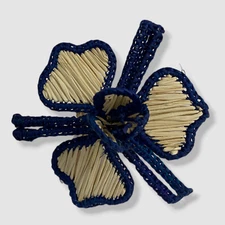 $25 Mode Living Blue Lei Iraca Palm Dinner Napkin Ring