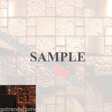 Copper Metal Pattern Textured Glass Shinny Mosaic Tile Kitchen Backsplash Bath