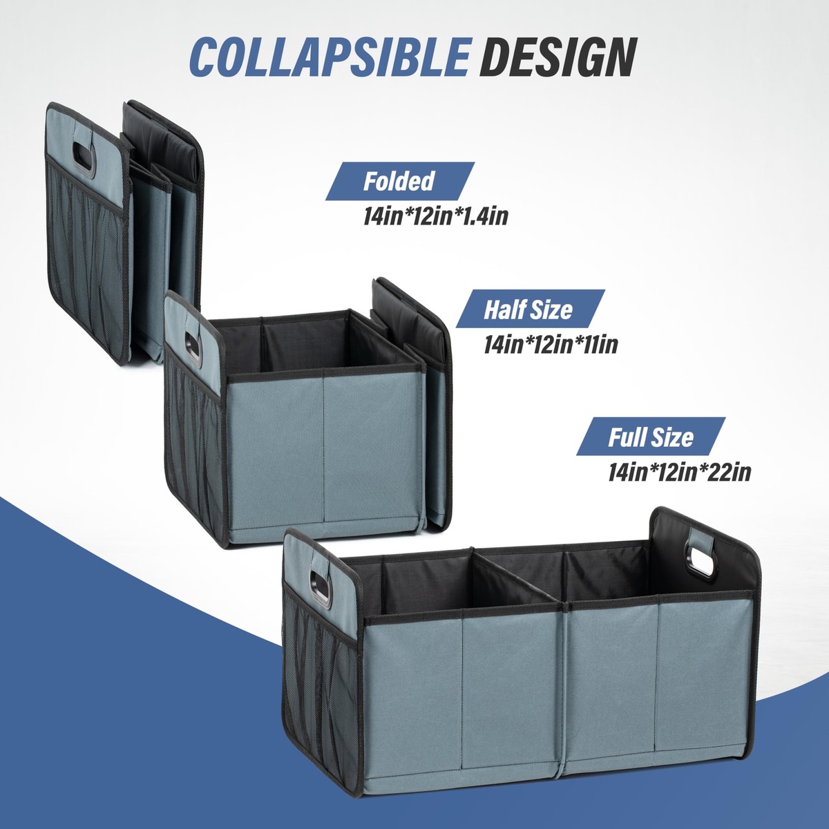 Car Trunk Organizer for SUV Collapsible 2 Compartment 50L