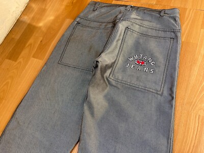 WU WEAR jeans, shiny gray silver metallic vintage hip hop WU WEAR jeans, shiny gray silver metallic vintage hip hop