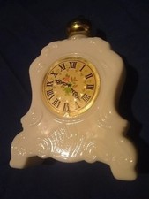 AVON MILK GLASS BATH OIL CLOCK RETRO DECANTER BOTTLE VINTAGE 