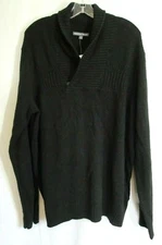 Geoffrey Beene Black V Neck Button Collared Long Sleeve Sweater Size XL NWT