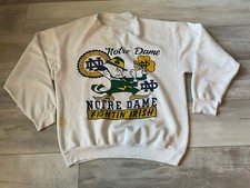 Vintage Distressed NCAA Notre Dame Fighting Irish Crewneck Sweatshirt L USA