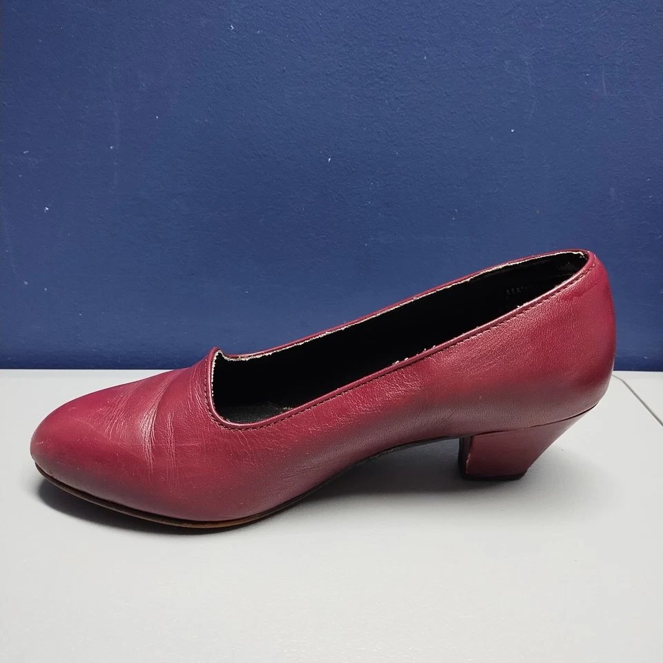 Softspots Pump Shoes Womens Size 6.5 Burgundy Leather Comfort Block Heel Slip On - Image 4 of 4