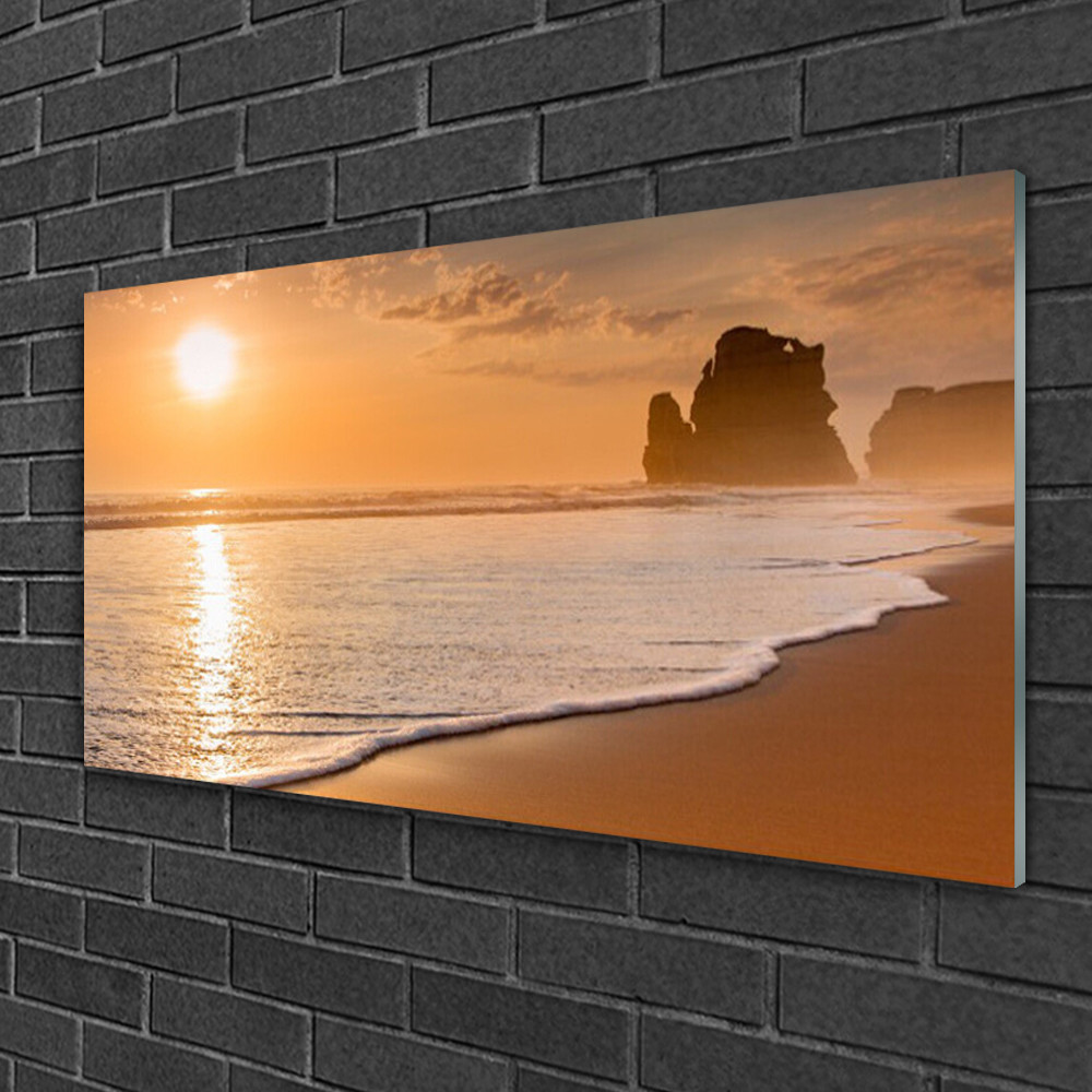 Tableau sur verre lavable 100x50 paysage de plage pour cuisine et salle de bain sans humidité
