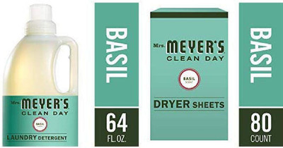Mrs. Meyer's Laundry Set, Basil, 2 ct: Laundry Detergent (64 fl oz), Dryer Sh...