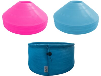 30 Light Blue Pink Agility Training Cones - Blue Round bag - Boy Girl Workout
