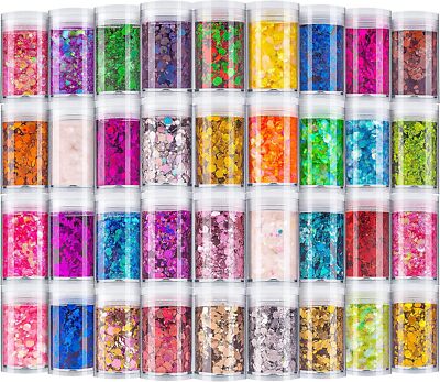 Holographic Chunky Glitter Set of 36 Colors Craft Glitter Sparkle Sequins C