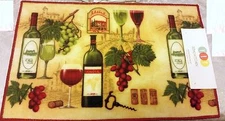 PRINTED KITCHEN RUG (nonskid back) (18" x 28"), WINE WITH CORKS & GRAPES, Soho