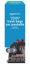 Multipurpose Drawstring Trash Bags, 30 Gallon, 20 Count, Pack of 1