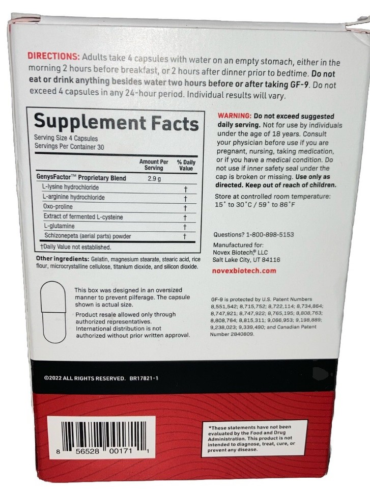 Novex Biotech GF9 120 Capsules. Expires 4/2026 1711 eBay
