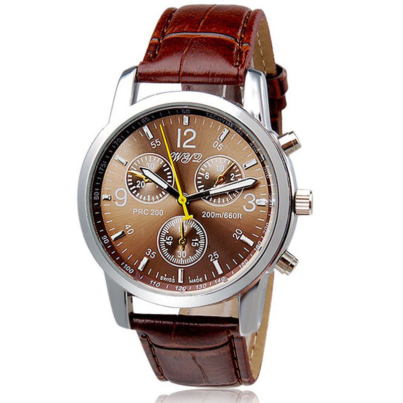 Orologio Uomo Yazole Cronografo Tachimetro Quadrante Bianco Cinturino Pelle Coccodrillo