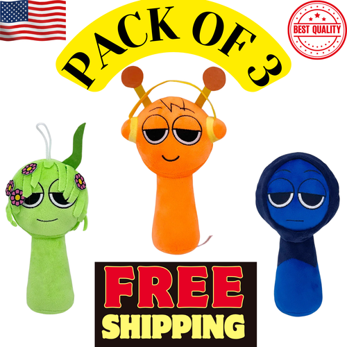 Sprunki Plush Toy Pack of 3 Soft Stuffed Dolls Game Character Stuffed Pillow