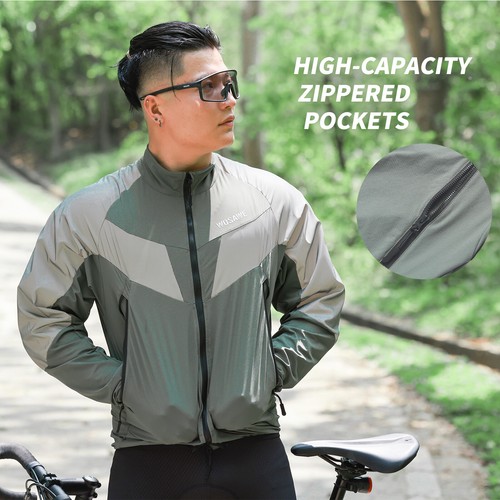 WOSAWE Unisex Cycling Reflective Jacket Breathable Windproof Stretch Cuffs & Hem - Picture 5 of 16