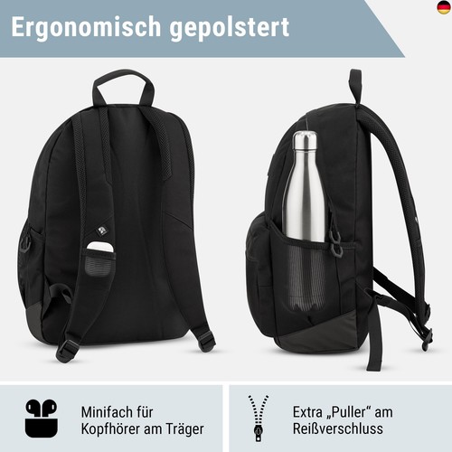 AUDETIC Schulrucksack Mädchen und Jungen Teenager Schwarz - Flex - Rucksack - Bild 4 von 8