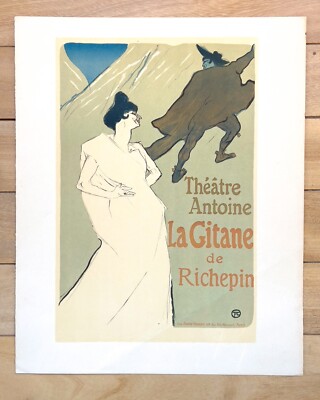 Vintage Original Toulouse Lautrec LA GITANE Mourlot 1950 STONE LITHOGRAPH PRINT