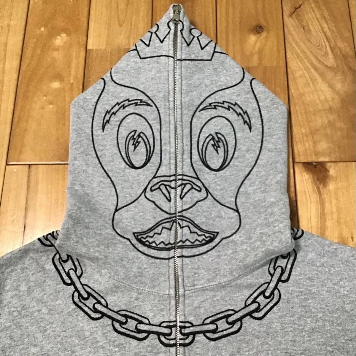 A BATHING APE (BAPE) Felpa con cappuccio BAPE Holstein full zip uomo M taglia A scimmia da bagno mucca grigio Mede in Giappone