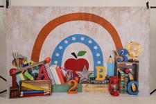 Kate Back to School Backdrop Rainbow for Photography 7x5ft Microfiber