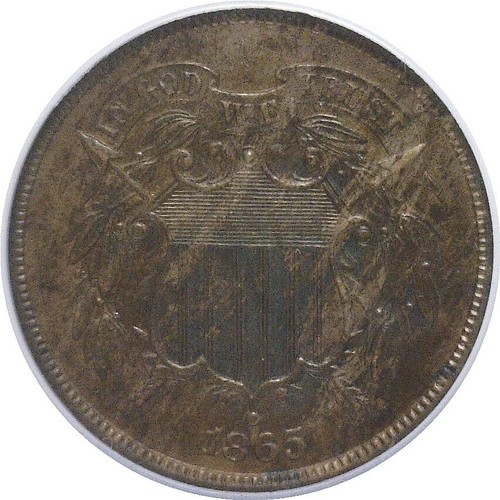 1865 2C Two-Cent Piece Fancy 5 NCS/NGC AU Details Misholdered - Picture 2 of 3