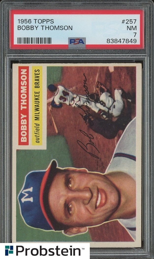 1956 Topps #257 Bobby Thomson Milwaukee Braves PSA 7 NM