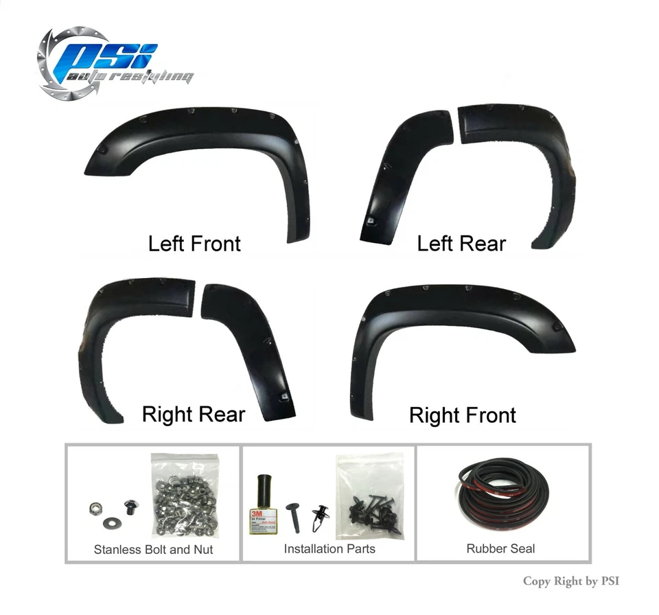 Paintable Pocket Bolt Fender Flares Fits GMC Yukon 2007-2011 ; Excludes Denali Foto 2 de 3