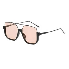 Retro Oversized Aviator Sunglasses for 52 Millimeters Black / Lightly Brown