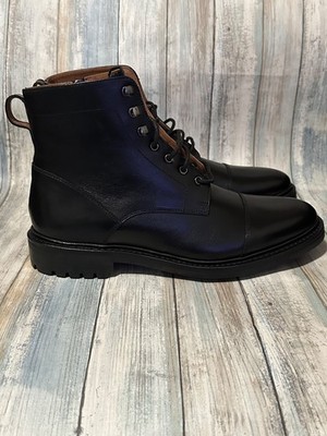 Allen Edmonds Briggs Zip Up $495 Black Leather Lace Up Boots Mens sz 10 D 6831