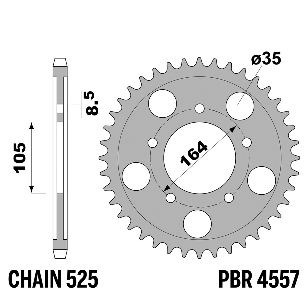 Pignon arrière PBR pas 525 couronne acier 47 dents Gilera GP800 moto 2010 2011 2012