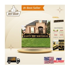 Luxurious 100th Birthday Banner in Black Gold - 9.8x1.6 ft Durable Decor
