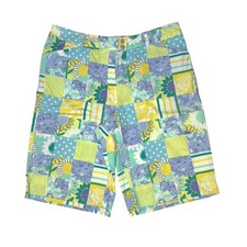 Lilly Pulitzer Vintage Patchwork Bermuda Shorts 4 Zoo Trophy Whimsical Blue