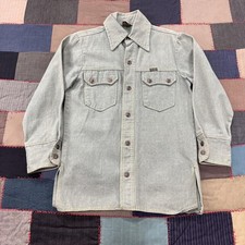 Vintage 60s Big Yank Work Shirt Men's Gray Denim Cotton Long Sleeve Utility
