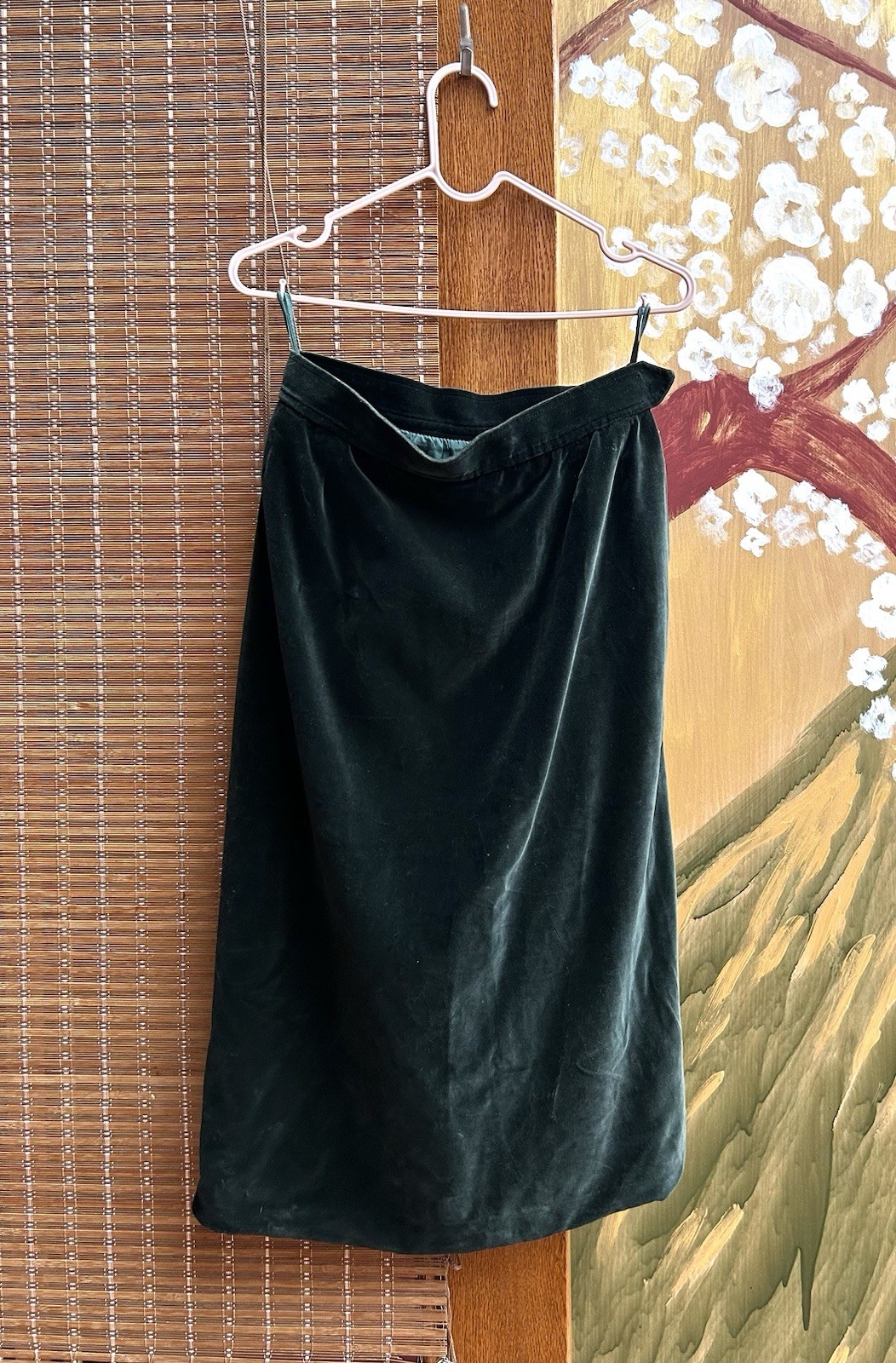 Gonna in velluto verde Saint Laurent Rive Gauche anni 70