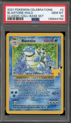 Pokemon Blastoise Celebrations Classic Coll. Base Set Holo Rare #2 PSA 10