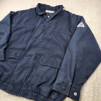 Bulwark FR Jacket Men XL Flame Resistant Full Zip Blue Welder Workwear Pipeliner