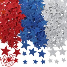 Foam Star Stickers 150 Pcs 4th July Glitter Red Blue Silver Craft