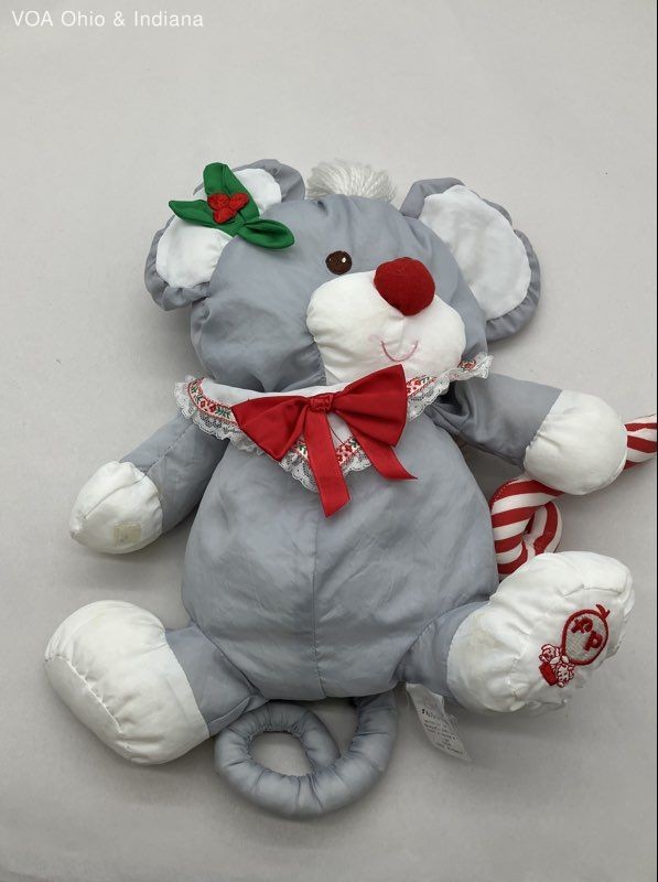 Fisher Price Mouse Plush 8016 Vintage 1987 Christmas Holiday Candy Cane Nylon