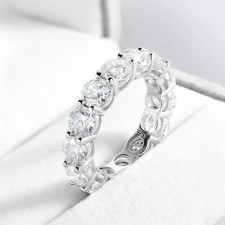 7.0Ctw Round Cut Moissanite Eternity Wedding Band Ring In 14K White Gold Plated
