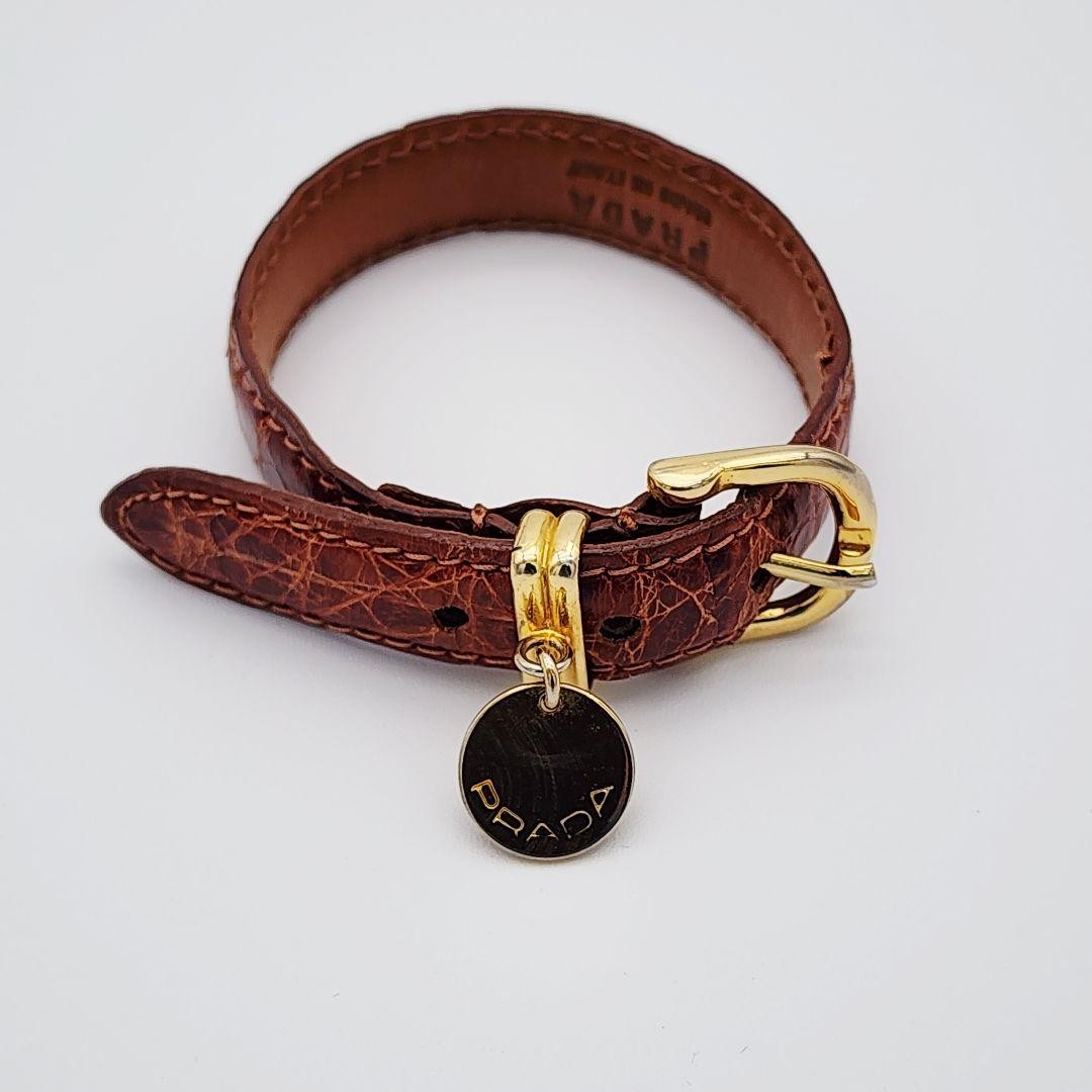 PRADA Crocodile Bracelets Bangles Brown With Roun… - image 2