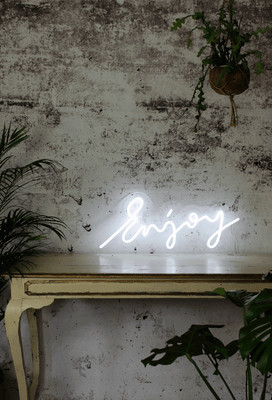 LED Leuchtreklame ''ENJOY'' für Hochzeiten, Events, Geburtstage, Zuhause - kaltweiß