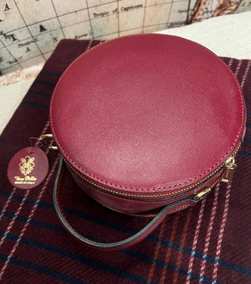 Runde MILLA Handtasche und Umhängetasche Echtleder mit Schal GRATIS
